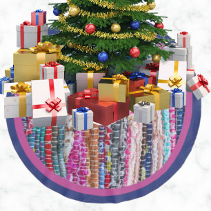 Colourful Handmade Brazilian Textiles Rug Christma Brushed Polyester Tree Skirt