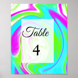 Colourful handpainted acrylic fluid pour wedding poster