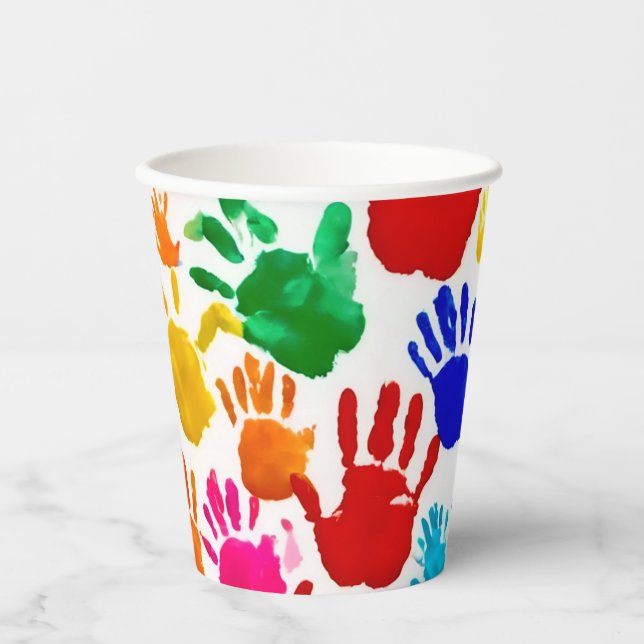 Colourful HandPrint Paper Cups (Front)