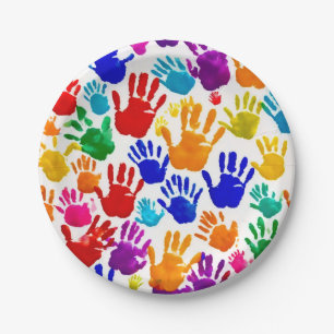 Colourful HandPrint Paper Plate