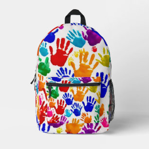 Colourful HandPrint Printed Backpack