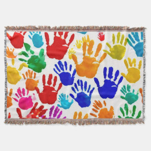 Colourful HandPrint Throw Blanket