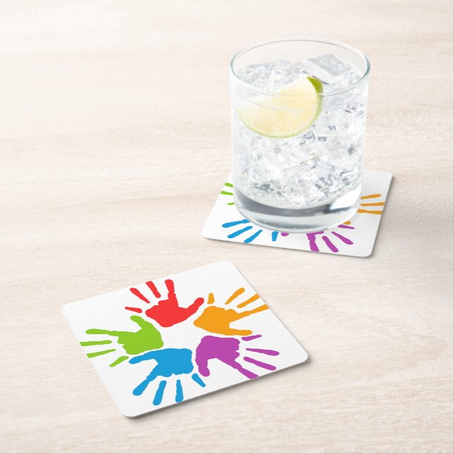 Colourful Hand's Paper Coaster (Insitu)