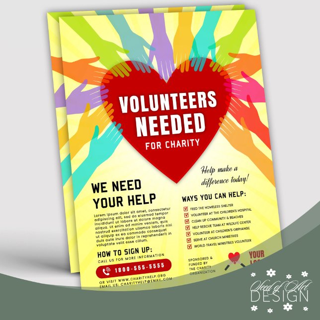 Colourful Hands Volunteers Needed For Charity Ad Flyer (Creator Uploaded)