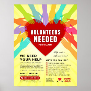 Colourful Hands Volunteers Needed For Charity Ad Poster