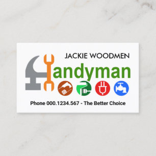 Colourful Handyman Hammer Icons Business Card