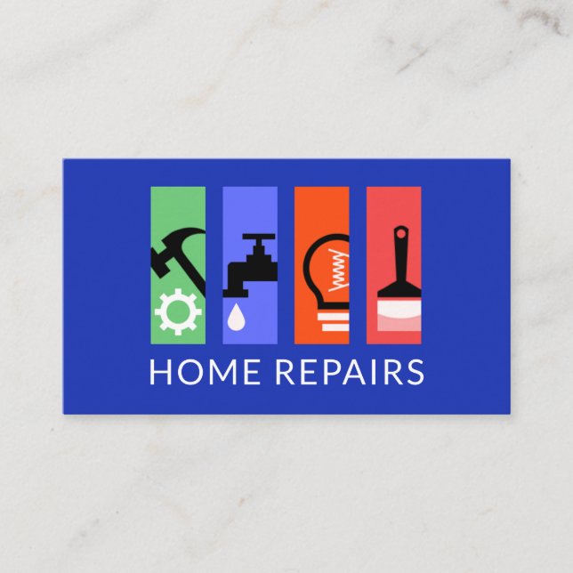 Colourful Handyman Tool Layers Business Card (Front)