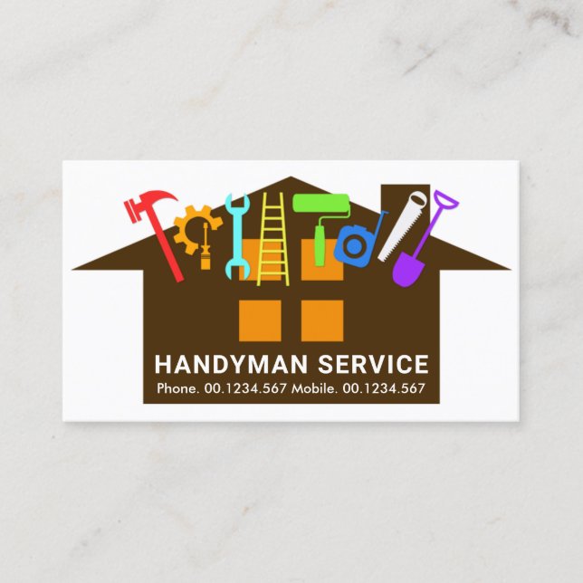 Colourful Handyman Tools Home Remodeling Business Card (Front)