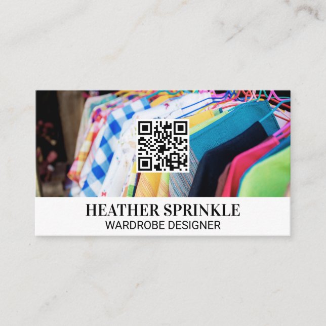 Colourful Hanging Clothes | QR Code Business Card (Front)