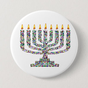Colourful Hanukkah Candle 7.5 Cm Round Badge