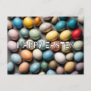 Colourful Happpy Easter Eggs Postcard