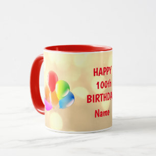 Colourful Happy 100th Birthday Personalised Mug