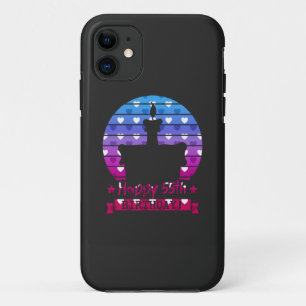 Colourful Happy 55th birthday cake with hearts Case-Mate iPhone Case