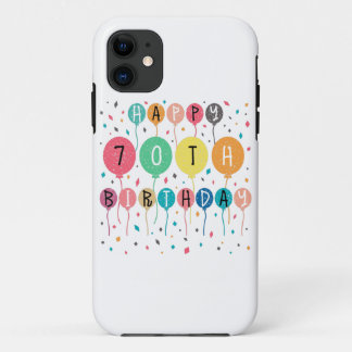 Colourful Happy 70th birthday with balloons Case-Mate iPhone Case