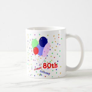 Colourful Happy 80th Birthday Balloons Coffee Mug