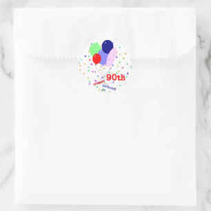 Colourful Happy 90th Birthday Balloons Classic Round Sticker
