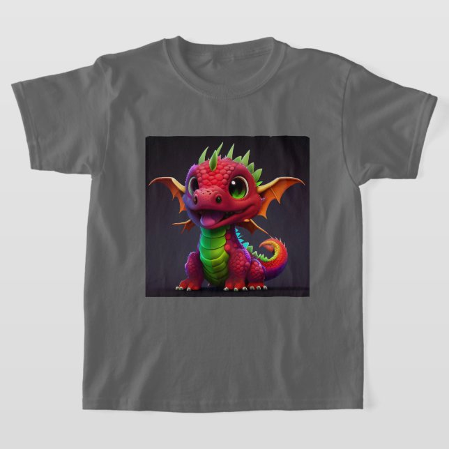 Colourful Happy Baby Dragon Kids T-Shirt (Laydown)