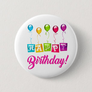  Colourful Happy Birthday  6 Cm Round Badge