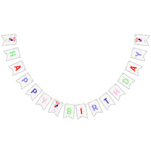 Colourful Happy Birthday Balloons bunting banner