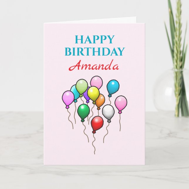 Colourful Happy Birthday Balloons Card (Front)