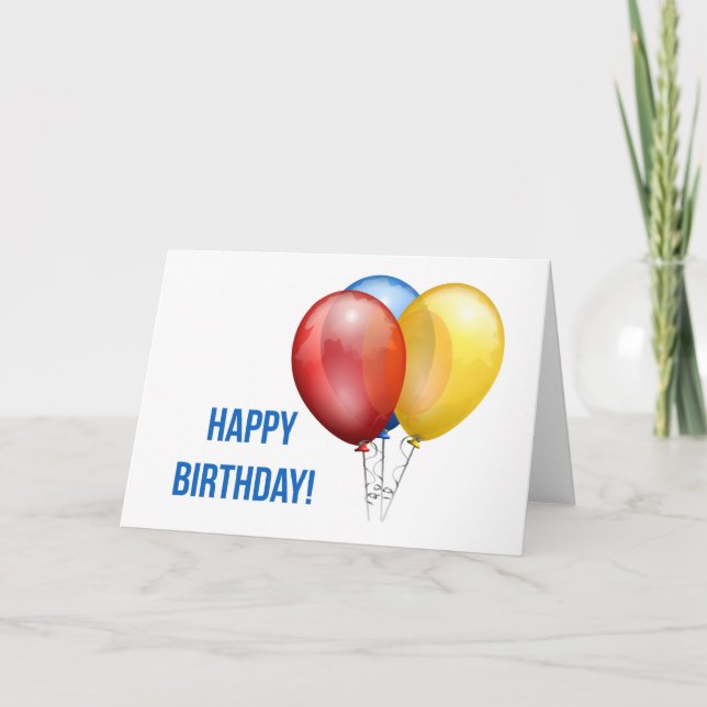 Colourful Happy Birthday Balloons Card (Front)