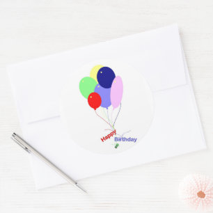 Colourful Happy Birthday Balloons Classic Round Sticker