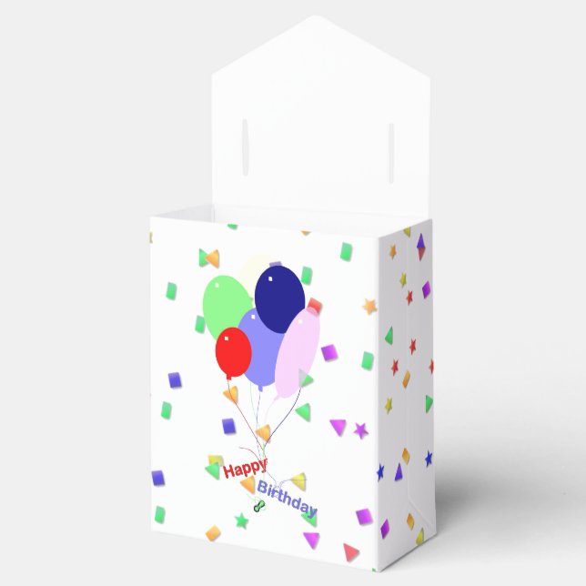 Colourful Happy Birthday Balloons Favour Box (Opened)