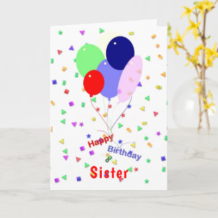 Colourful Happy Birthday Balloons for Sister Card