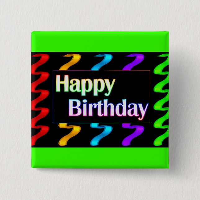 Colourful Happy Birthday Button (Front)