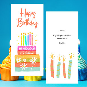 Colourful Happy Birthday Cake and Candles Flat Car