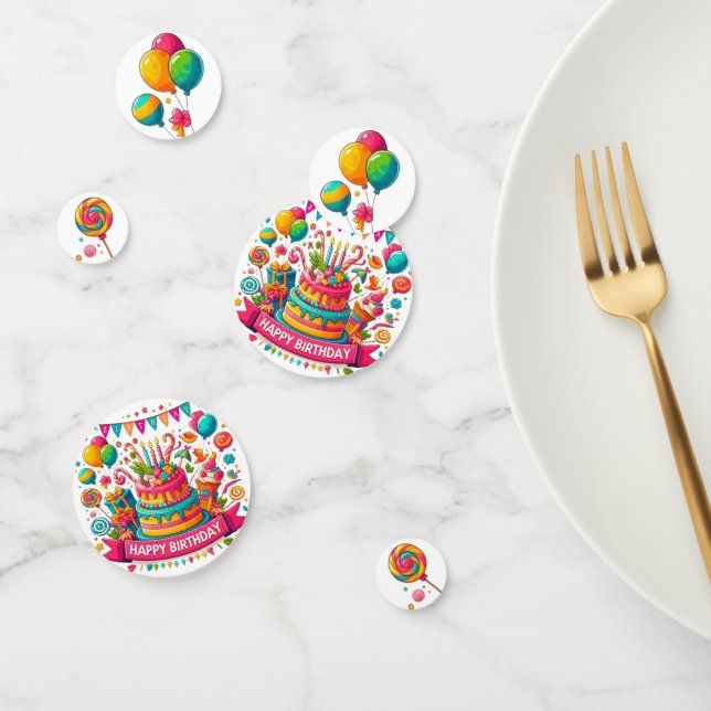 Colourful Happy Birthday Cake Celebration Confetti (Group)