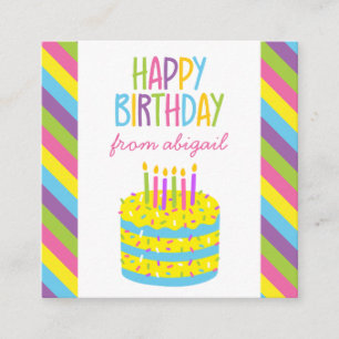 Colourful Happy Birthday Cake Gift Enclosure Cards