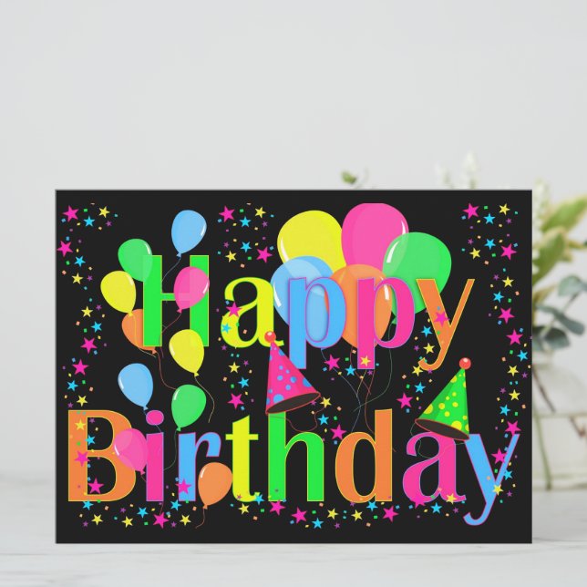 COLOURFUL HAPPY BIRTHDAY CARD (Standing Front)