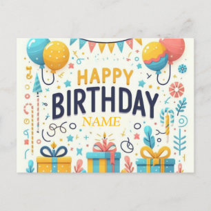 Colourful Happy Birthday Card – Festive Balloons 