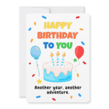 Colourful Happy Birthday Card with Balloons & Cake