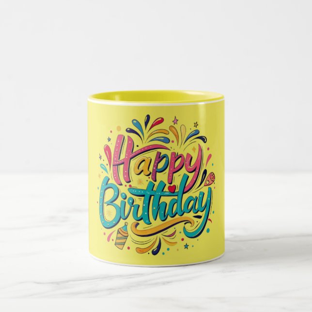 "Colourful Happy Birthday Celebration" Mug (Center)