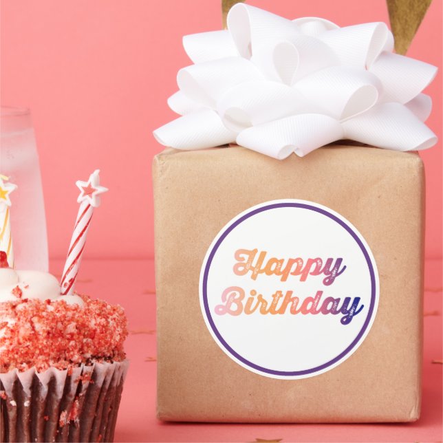 Colourful Happy Birthday  Classic Round Sticker (Party)