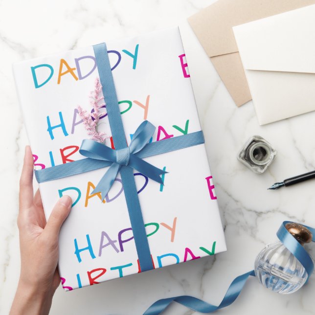 Colourful Happy Birthday Daddy - Fun & Bold Letter Wrapping Paper (Gifting)