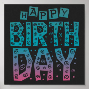 colourful happy birthday for all poster