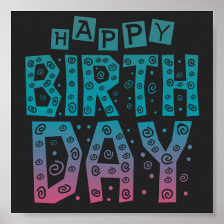 colourful happy birthday for all poster
