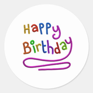 Colourful Happy Birthday Greeting Classic Round Sticker