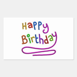 Colourful Happy Birthday Greeting Rectangular Sticker