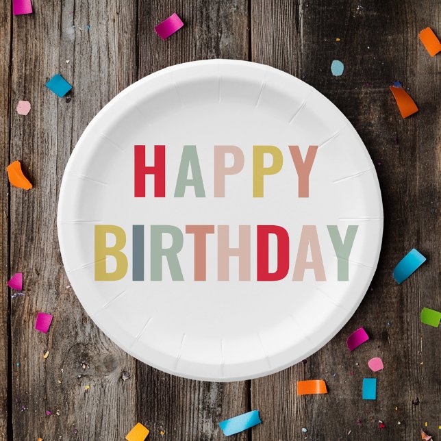 Colourful Happy Birthday  Paper Plate (Creator Uploaded)