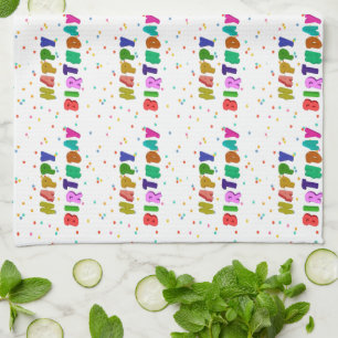 Colourful Happy Birthday Party Tea Towel