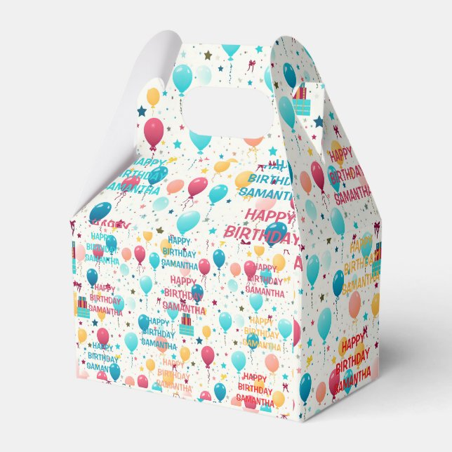 Colourful Happy Birthday Pattern Favour Box (Front Side)