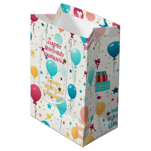 Colourful Happy Birthday Pattern Medium Gift Bag