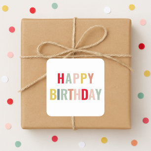 Colourful Happy Birthday  Square Sticker