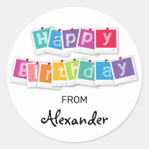 Colourful Happy Birthday Stickers for Gifts