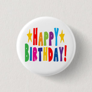 Colourful Happy Birthday Text 3 Cm Round Badge