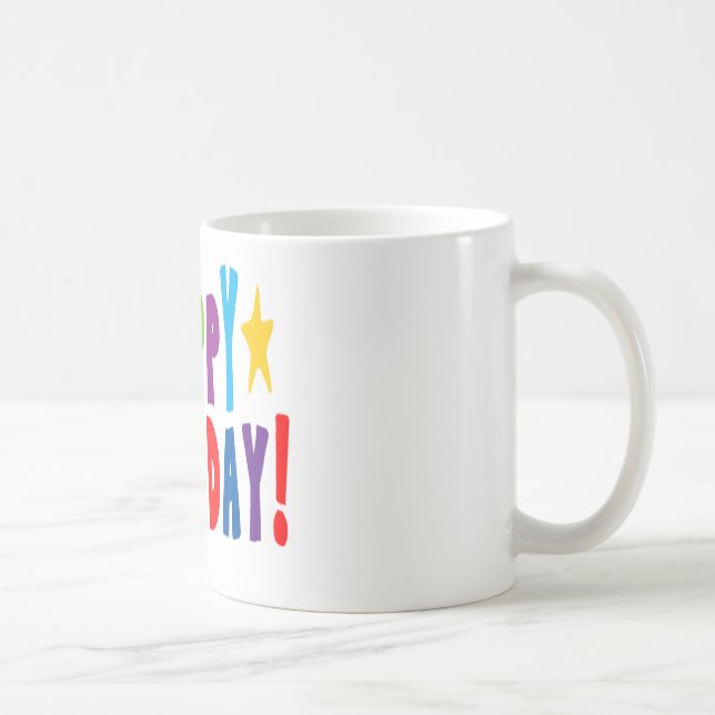 Colourful Happy Birthday Text Coffee Mug (Right)